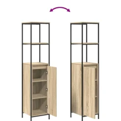 vidaXL Juego de muebles de baño con estante 3 pcs y Negro Roble Sonoma