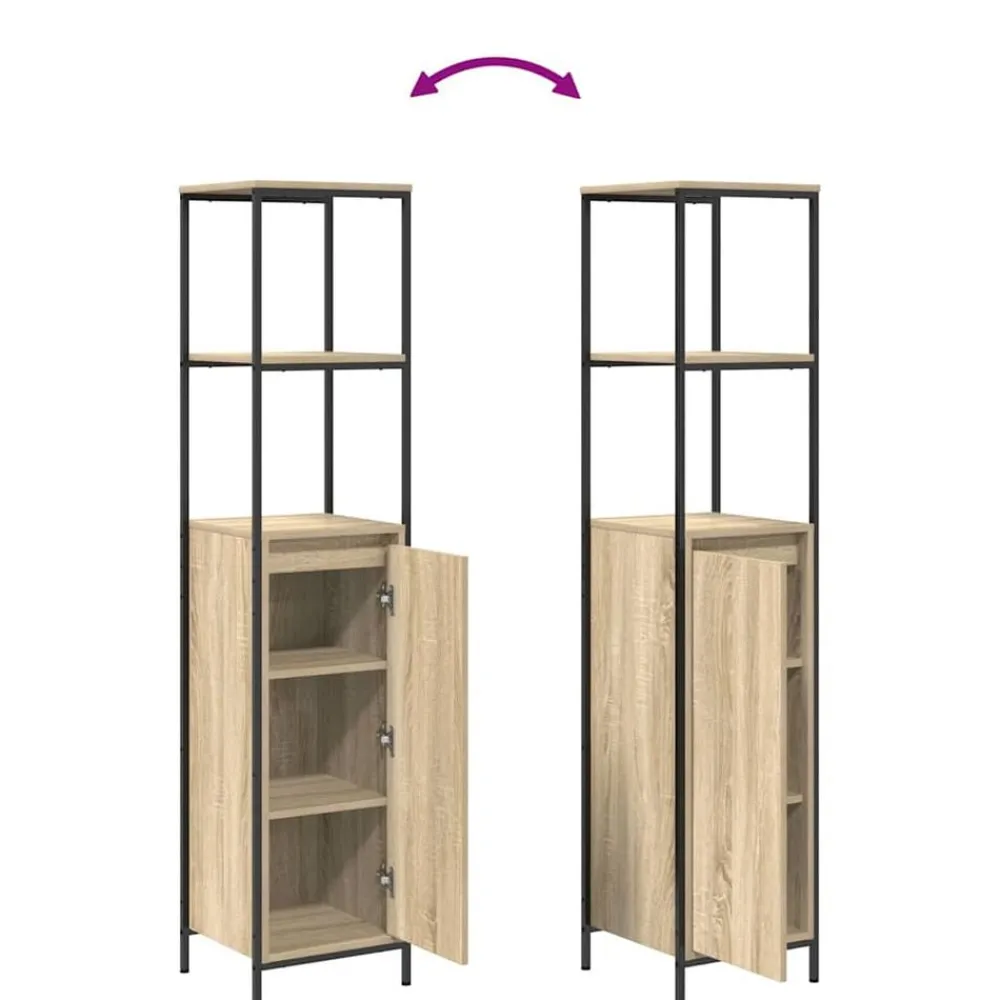 vidaXL Juego de muebles de baño con estante 3 pcs y Negro Roble Sonoma