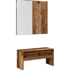 vidaXL Juego de muebles de recibidor madera ingeniería Madera antigua Best