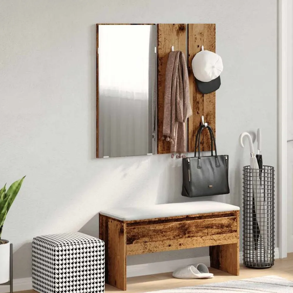 vidaXL Juego de muebles de recibidor madera ingeniería Madera antigua Best