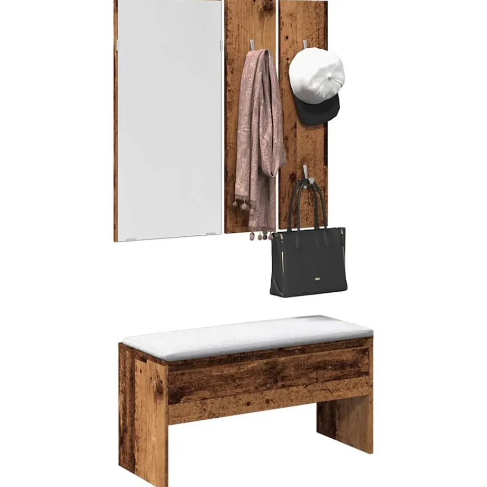 vidaXL Juego de muebles de recibidor madera ingeniería Madera antigua Best
