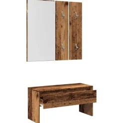 vidaXL Juego de muebles de recibidor madera ingeniería Madera antigua Best