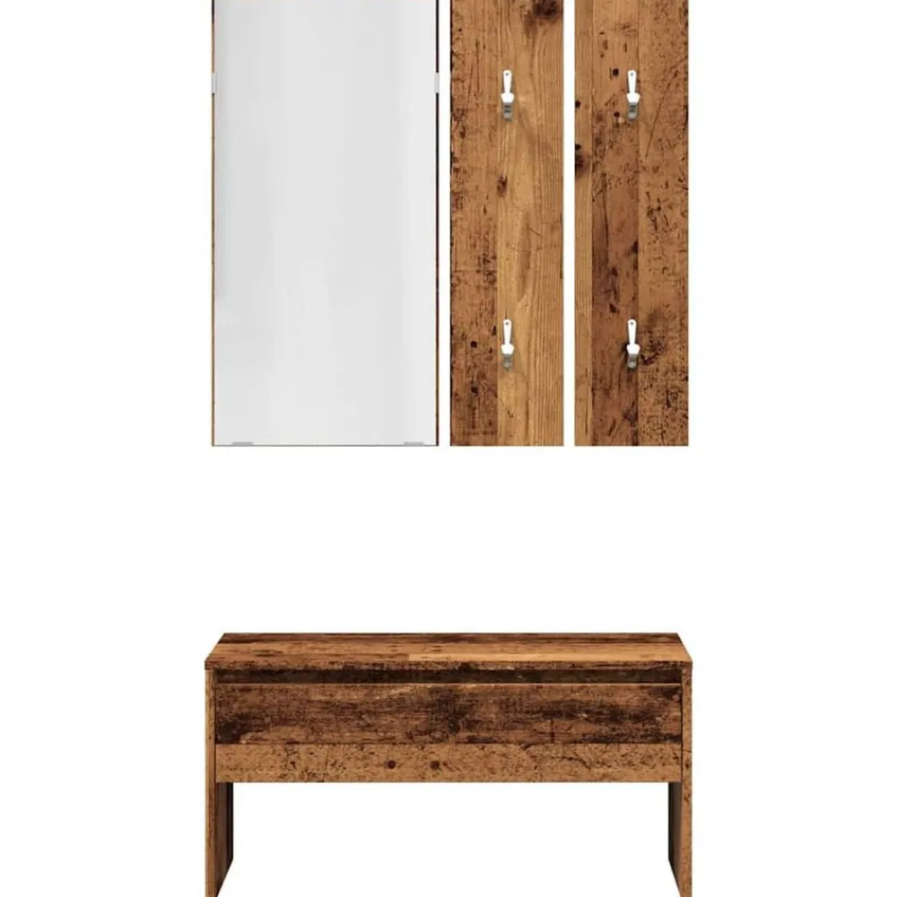 vidaXL Juego de muebles de recibidor madera ingeniería Madera antigua Best