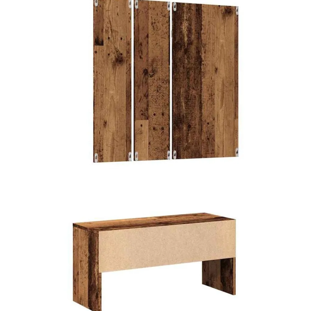 vidaXL Juego de muebles de recibidor madera ingeniería Madera antigua Best