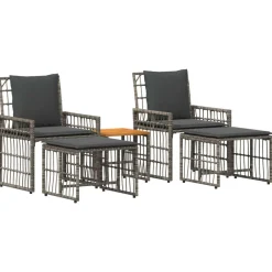 vidaXL Juego de muebles de exterior 5 pcs Negro y Gris oscuro gris y gris oscuro New