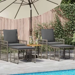 vidaXL Juego de muebles de exterior 5 pcs Negro y Gris oscuro gris y gris oscuro New