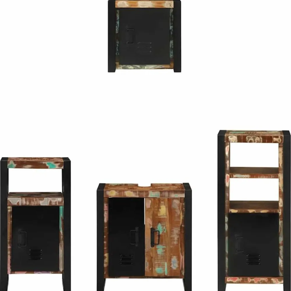 vidaXL Juego de muebles de baño 4 pcs Madera sólida recuperada New