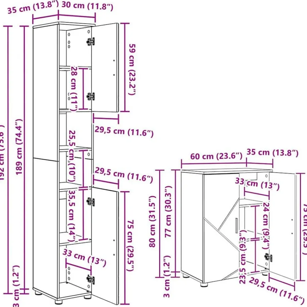 vidaXL Juego de muebles de baño con cajón 4 pcs Roble ahumado