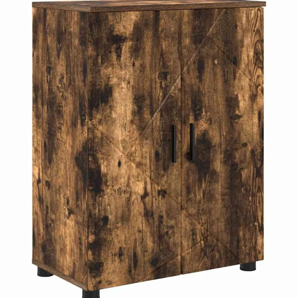 vidaXL Juego de muebles de baño con cajón 4 pcs Roble ahumado