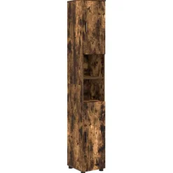 vidaXL Juego de muebles de baño con cajón 4 pcs Roble ahumado