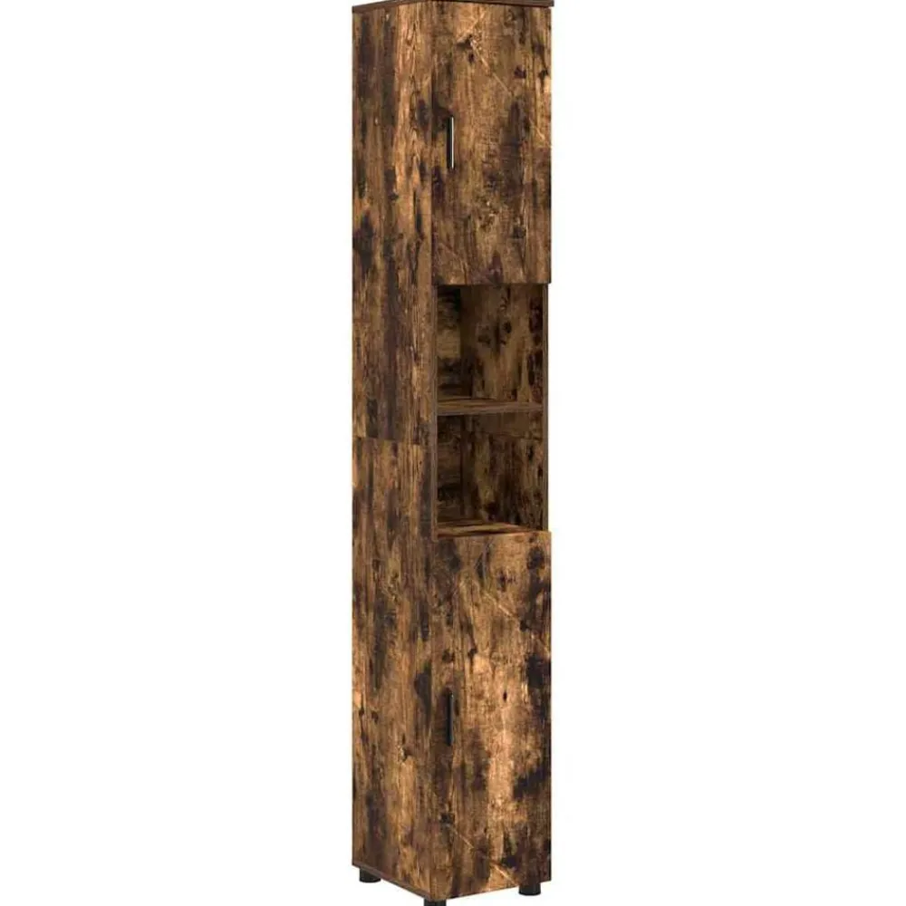 vidaXL Juego de muebles de baño con cajón 4 pcs Roble ahumado