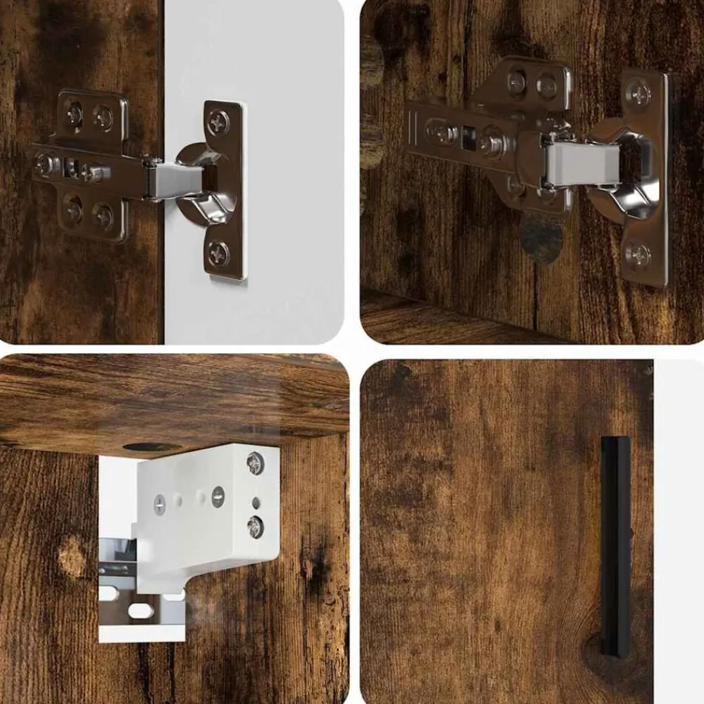vidaXL Juego de muebles de baño con cajón 4 pcs Roble ahumado