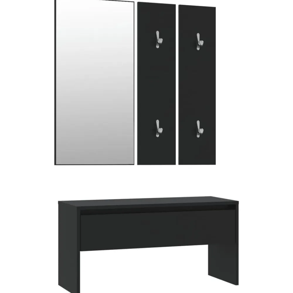 vidaXL Bancos-Juego de muebles de recibidor madera de ingeniería