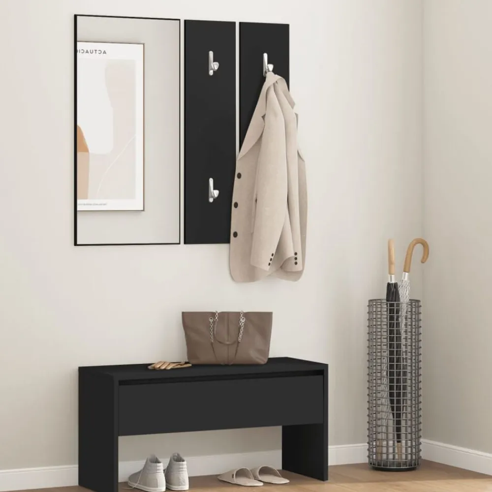 vidaXL Bancos-Juego de muebles de recibidor madera de ingeniería