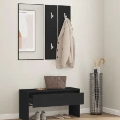 vidaXL Bancos-Juego de muebles de recibidor madera de ingeniería