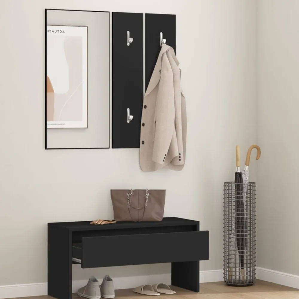 vidaXL Bancos-Juego de muebles de recibidor madera de ingeniería