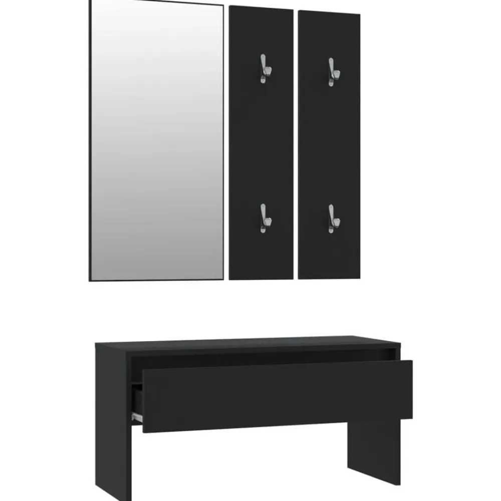 vidaXL Bancos-Juego de muebles de recibidor madera de ingeniería