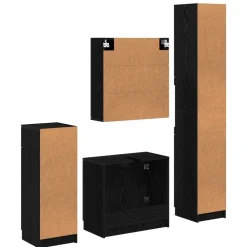 vidaXL Juego de muebles de baño 4 pcs Madera de ingeniería Roble negro Outlet