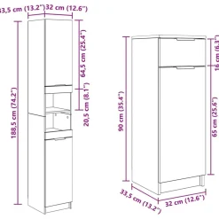 vidaXL Juego de muebles de baño 4 pcs Madera de ingeniería Roble negro Outlet