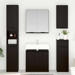 vidaXL Juego de muebles de baño 4 pcs Madera de ingeniería Roble negro Outlet