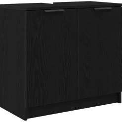 vidaXL Juego de muebles de baño 4 pcs Madera de ingeniería Roble negro Outlet