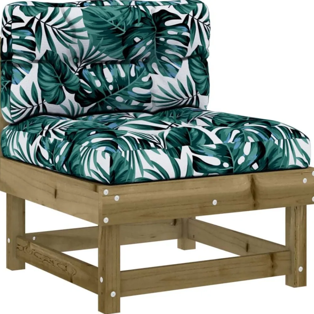 vidaXL Juego de muebles jardín 5 pzas y cojines madera pino impregnada Marrón Outlet