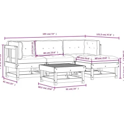 vidaXL Juego de muebles jardín 5 pzas y cojines madera pino impregnada Marrón Outlet