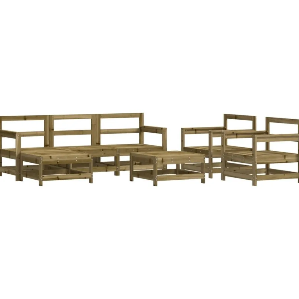 vidaXL Juego de muebles jardín 7 pzas y cojines madera pino impregnada Marrón Outlet