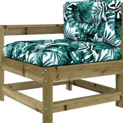 vidaXL Juego de muebles jardín 7 pzas y cojines madera pino impregnada Marrón Outlet