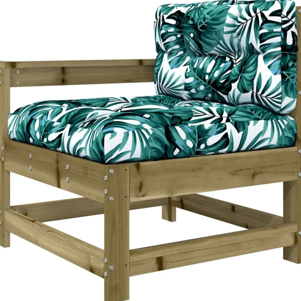 vidaXL Juego de muebles jardín 7 pzas y cojines madera pino impregnada Marrón Outlet