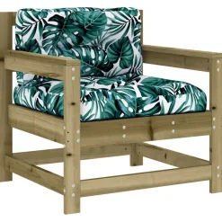 vidaXL Juego de muebles jardín 7 pzas y cojines madera pino impregnada Marrón Outlet