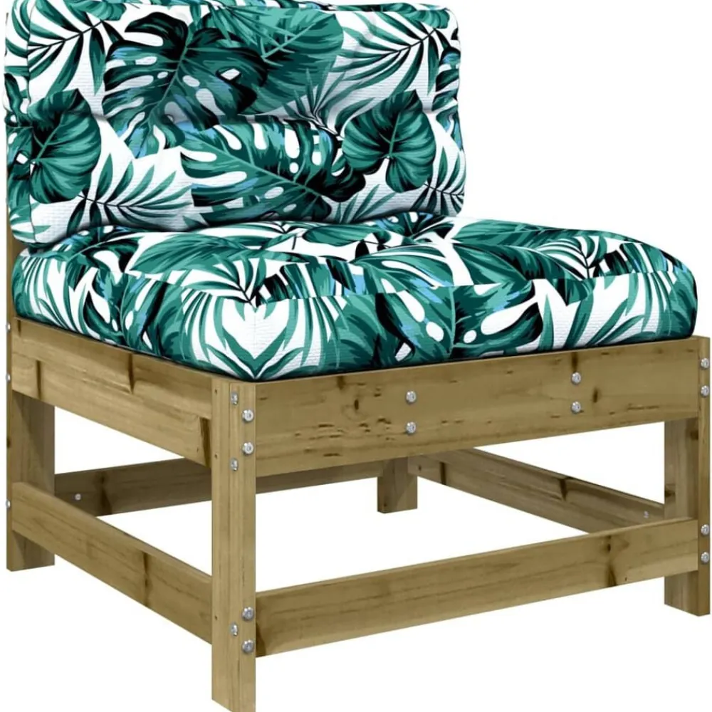 vidaXL Juego de muebles jardín 7 pzas y cojines madera pino impregnada Marrón Outlet