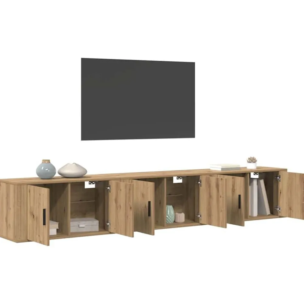 vidaXL Juego de Muebles para Televisión Montados en la Pared 3 pcs Roble artisan Clearance