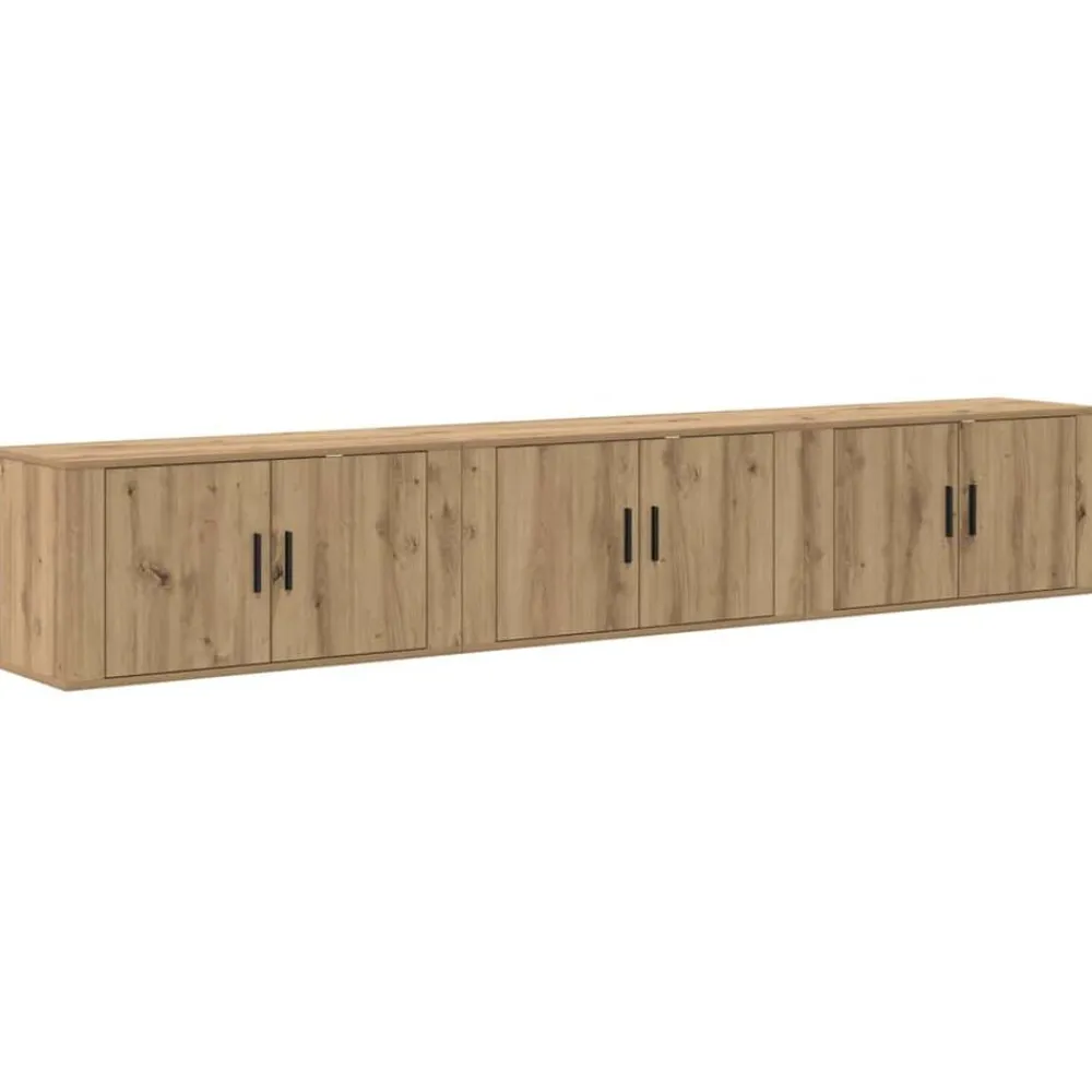 vidaXL Juego de Muebles para Televisión Montados en la Pared 3 pcs Roble artisan Clearance