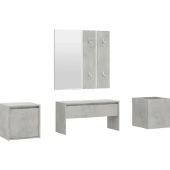 vidaXL Juego de muebles recibidor madera contrachapada gris hormigón Gris hormigón Clearance