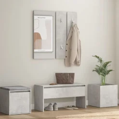 vidaXL Juego de muebles recibidor madera contrachapada gris hormigón Gris hormig&oacute;n Clearance