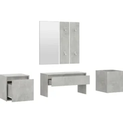 vidaXL Juego de muebles recibidor madera contrachapada gris hormigón Gris hormig&oacute;n Clearance