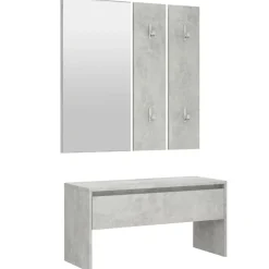 vidaXL Juego de muebles recibidor madera contrachapada gris hormigón Gris hormig&oacute;n Clearance