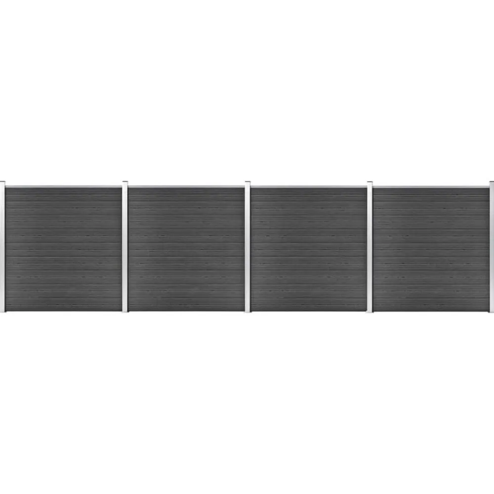 vidaXL Juego de paneles de valla WPC 699x186 cm Negro Sale