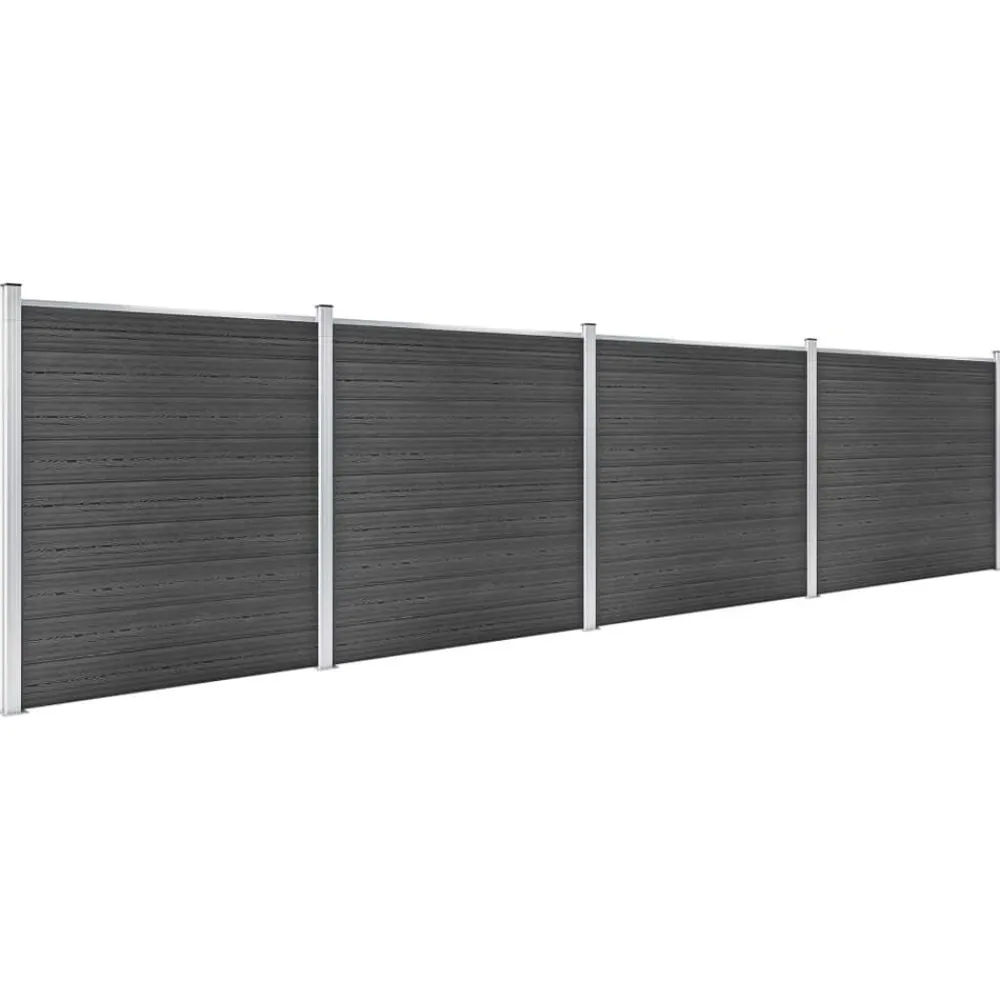 vidaXL Juego de paneles de valla WPC 699x186 cm Negro Sale
