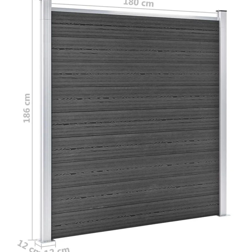 vidaXL Juego de paneles de valla WPC 699x186 cm Negro Sale