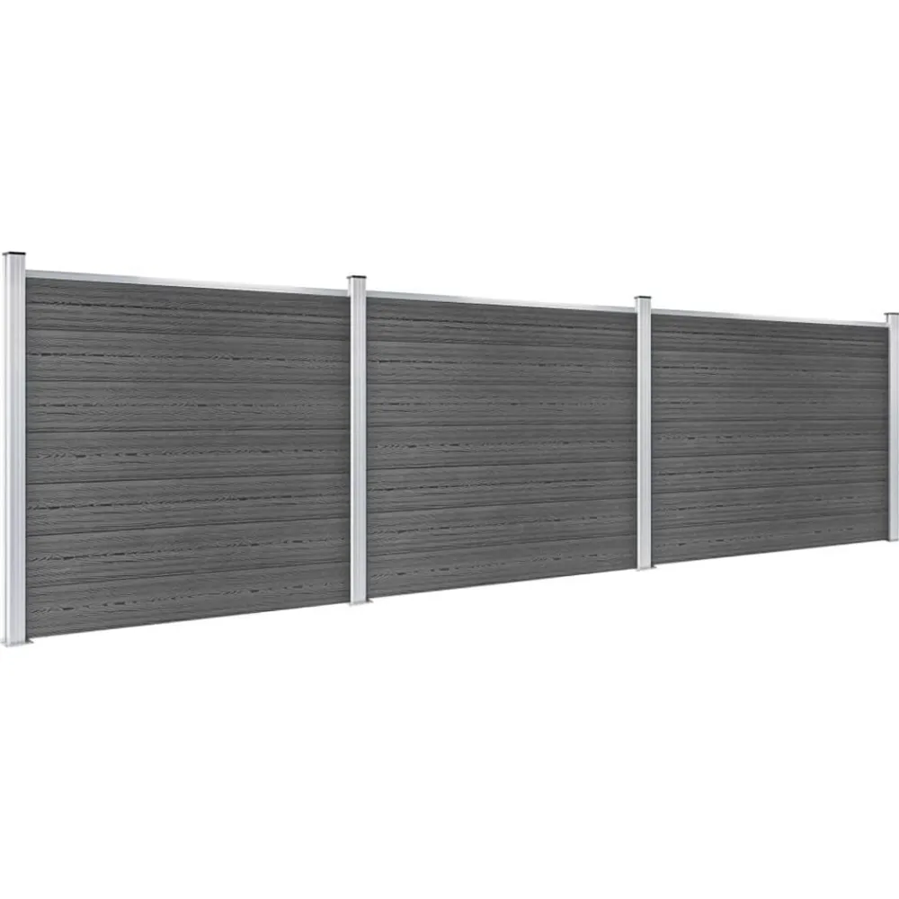 vidaXL Juego de paneles de valla WPC 526x146 cm Negro Online