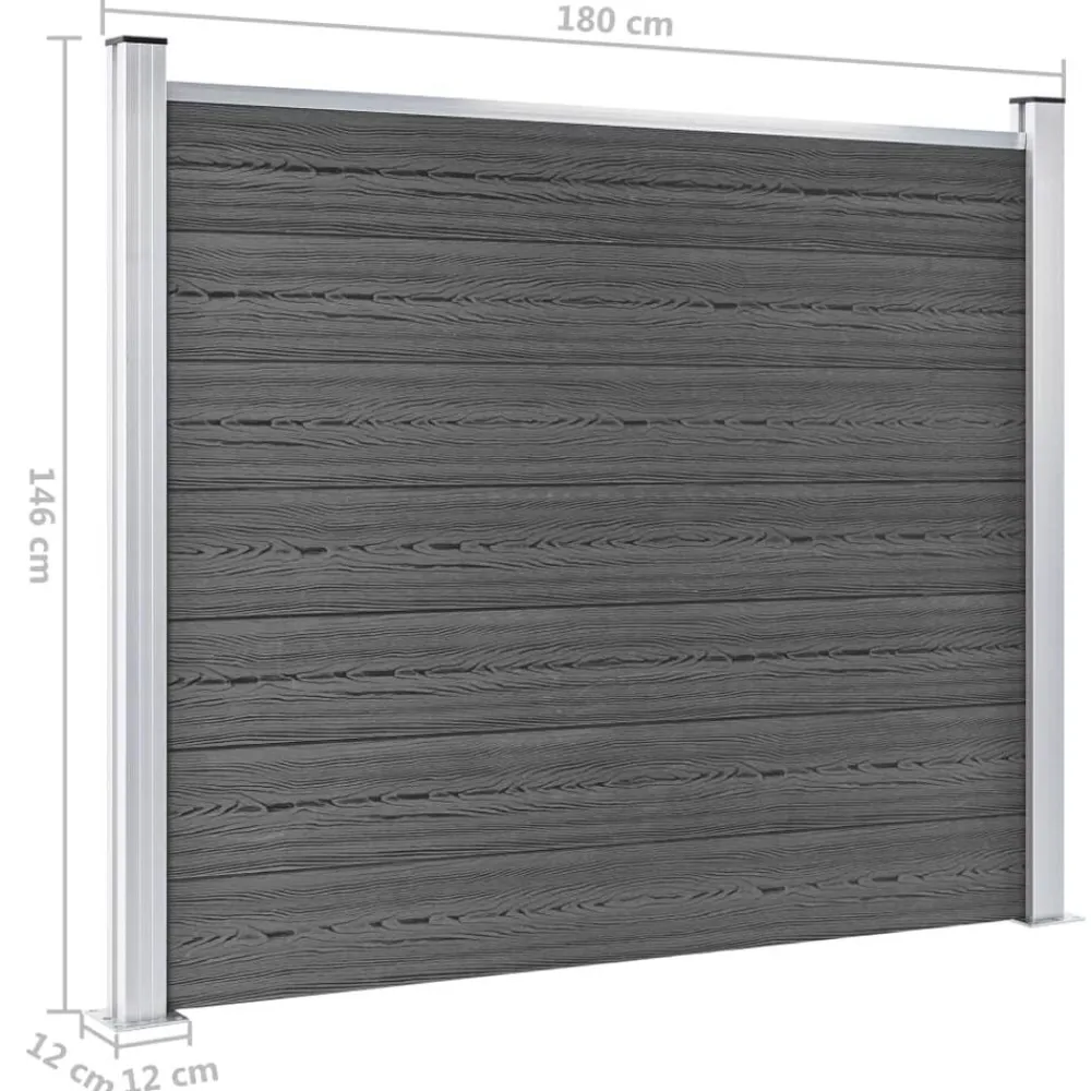 vidaXL Juego de paneles de valla WPC 526x146 cm Negro Online