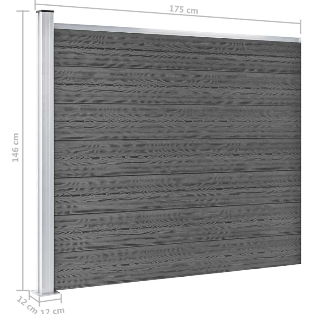 vidaXL Juego de paneles de valla WPC 526x146 cm Negro Online