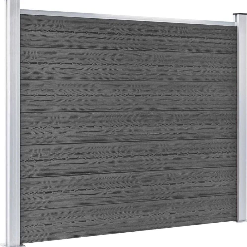 vidaXL Juego de paneles de valla WPC 526x146 cm Negro Online