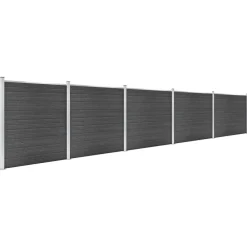 vidaXL Juego de paneles de valla WPC 872x186 cm Negro Hot