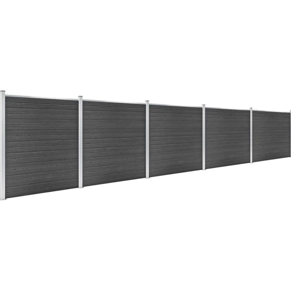 vidaXL Juego de paneles de valla WPC 872x186 cm Negro Hot