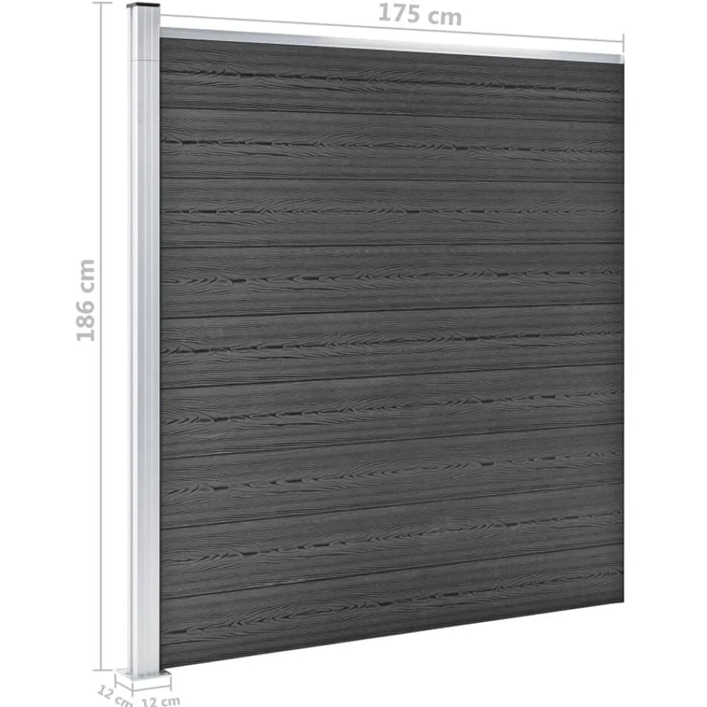 vidaXL Juego de paneles de valla WPC 872x186 cm Negro Hot