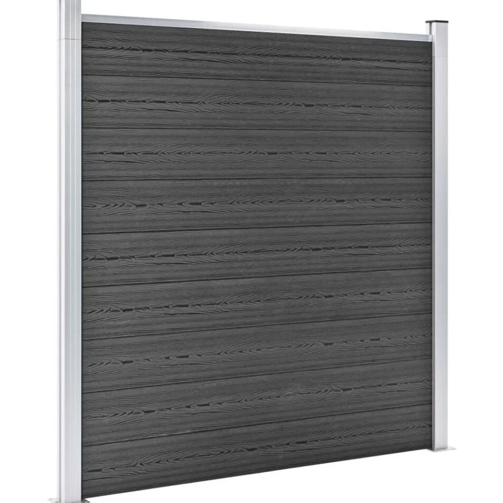 vidaXL Juego de paneles de valla WPC 872x186 cm Negro Hot