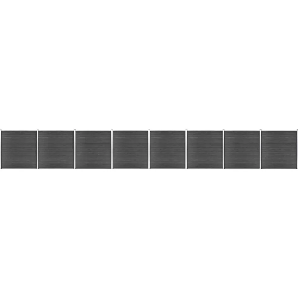 vidaXL Juego de paneles de valla WPC 1391x186 cm Negro Outlet